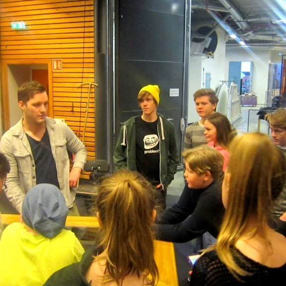 Fannar var mjög almennilegur og spjallaði við nemendur.