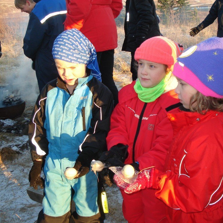 Krakkarnir fundu egg úti!