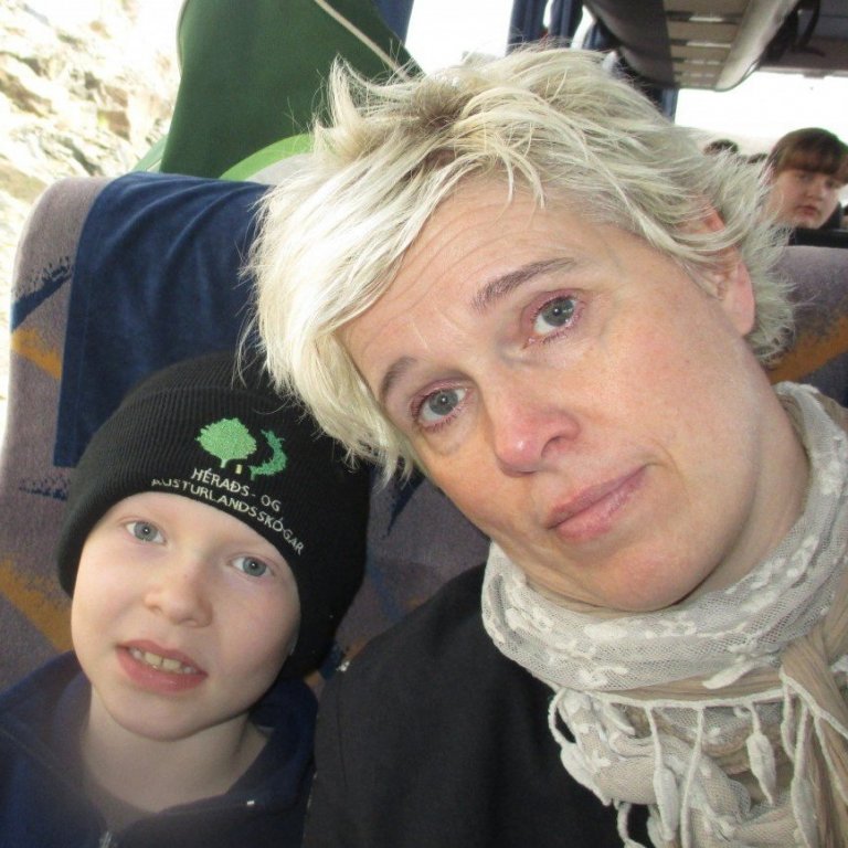 Selfie af Auðuni og frænku hans.