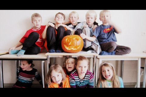 Graskerið Lísa í góðum félagsskap