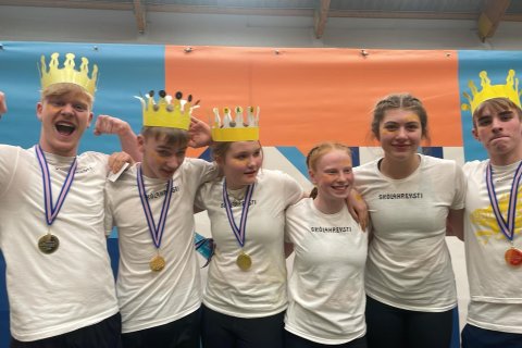 Lið Brúarásskóla í Skólahreysti 2023. F.v. Þorvaldur, Ásgeir, Eyrún, Guðrún, Jódís og Júlíus.